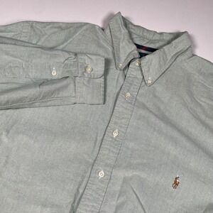 Polo Ralph Lauren Mens 2XLT Sage Green Oxford Button Down Shirt Long Sleeve Pony